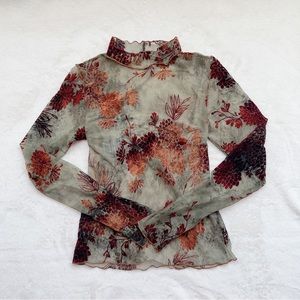 DISTURBIA Flock Velour Mesh Long Sleeve Top